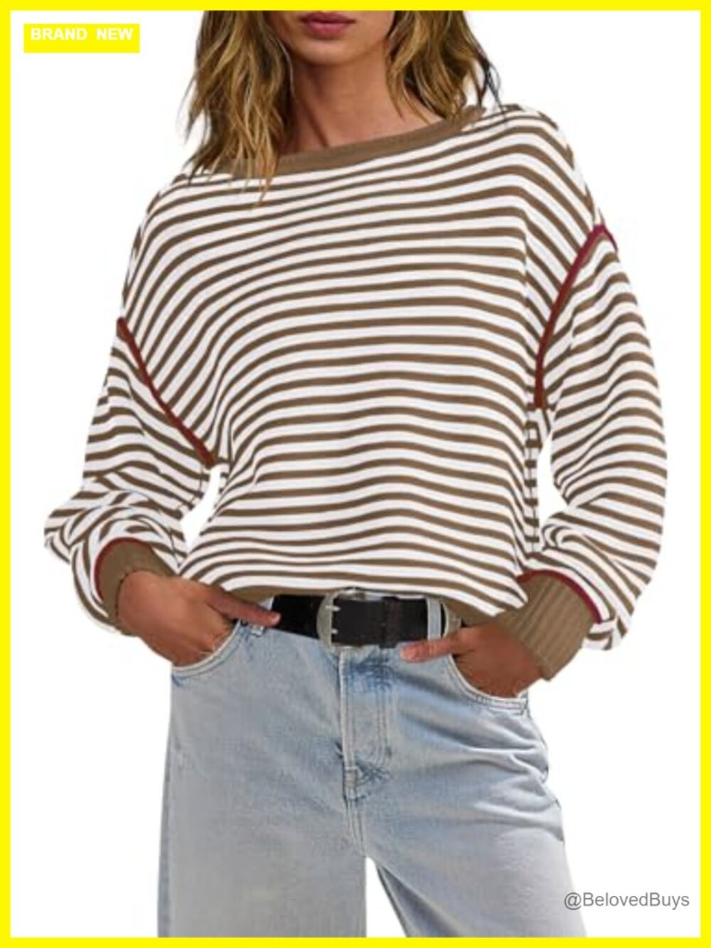 Striped Oversized Cable Knit Sweater Pullover Tunic Top